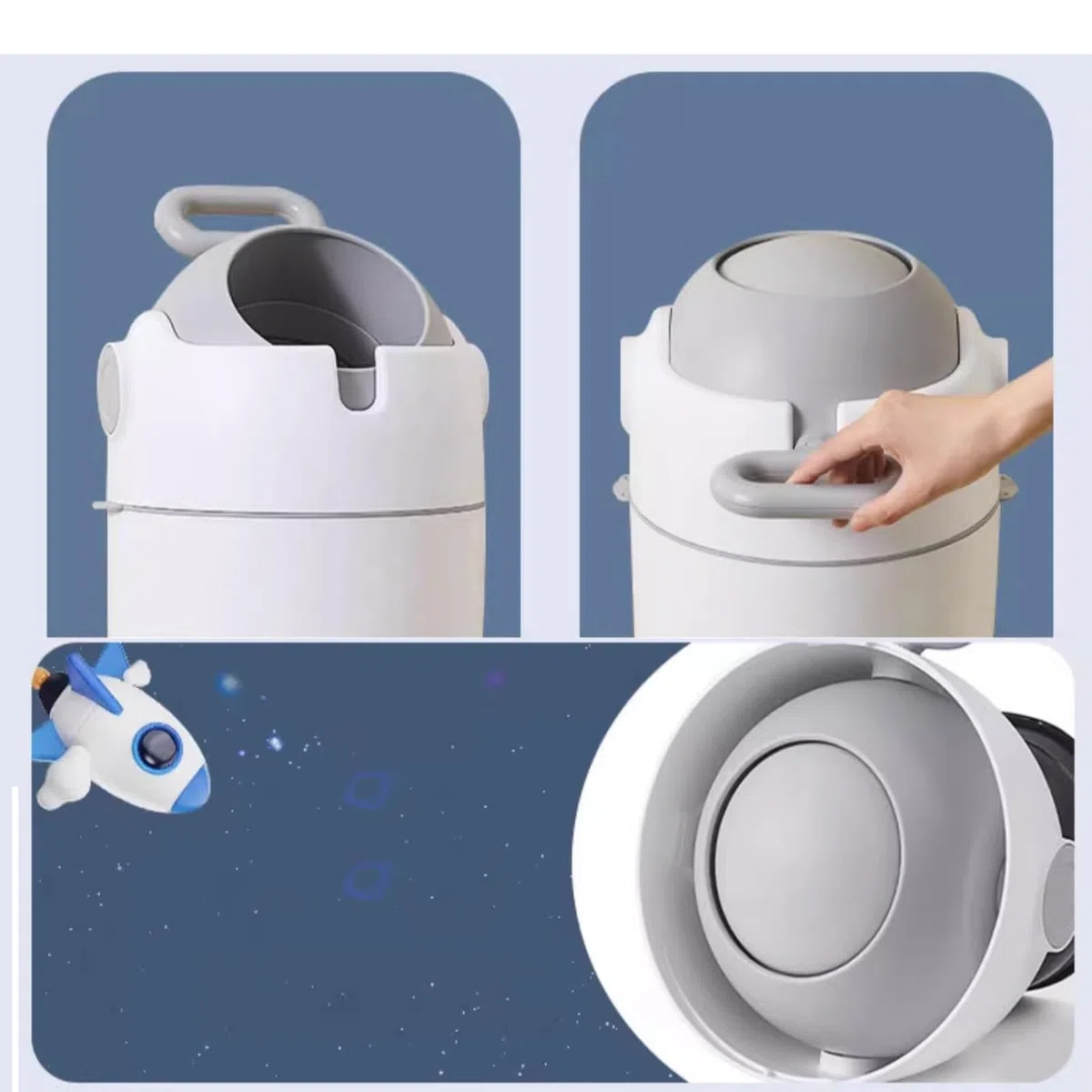 Mülleimer für den Innenbereich Kreativer Mülleimer, Zylindertyp, großes Fassungsvermögen, Kunststoff-Mülleimer mit Deckel, Babywindeleimer for Wohnzimmer, Schlafzimmer, Badezimmer, 15 Liter Dekorative