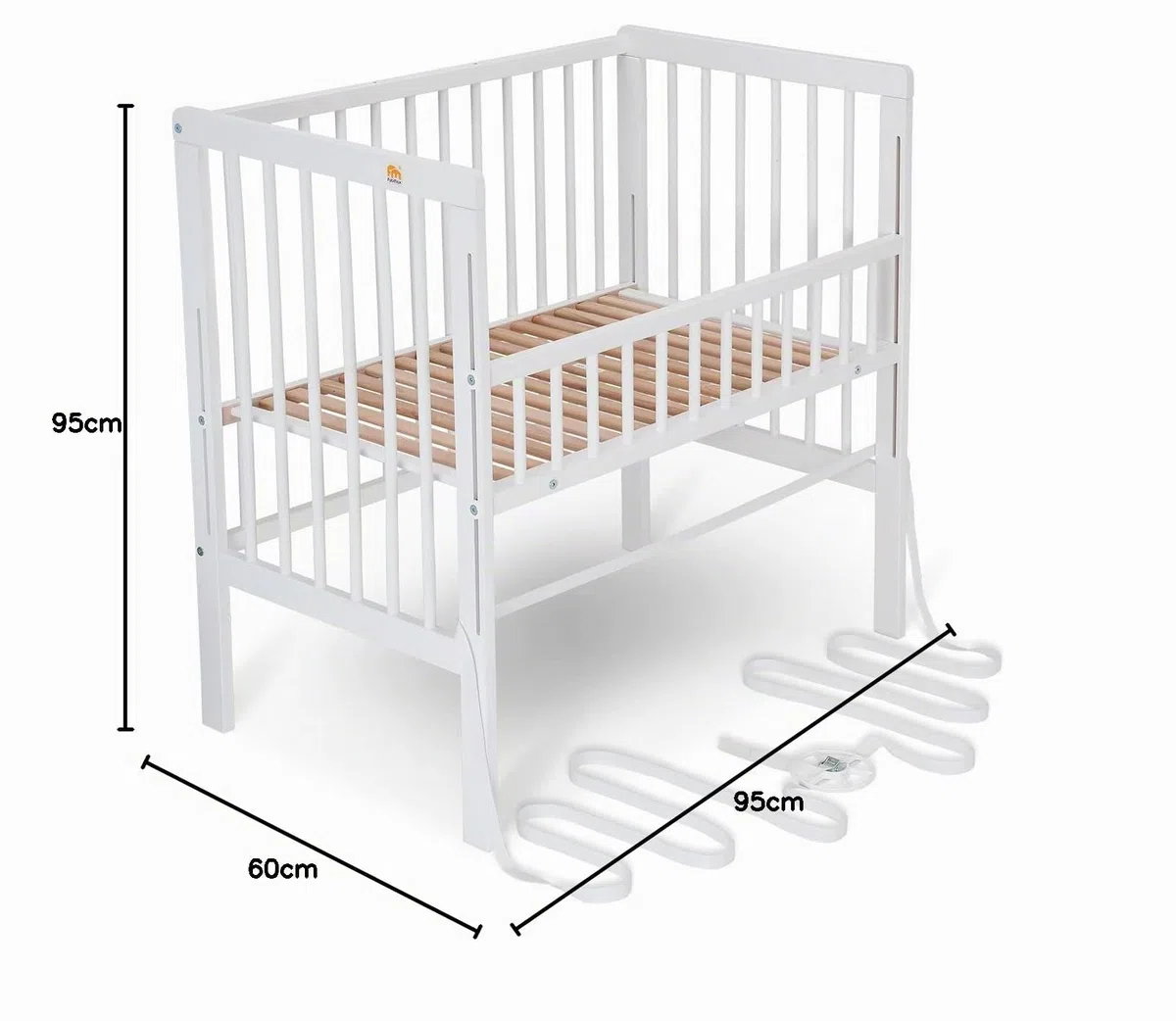 FabiMax Baby Beistellbett für Boxspringbett, TÜV geprüft 2022, Buche massiv weiß, inkl. Matratze Classic
