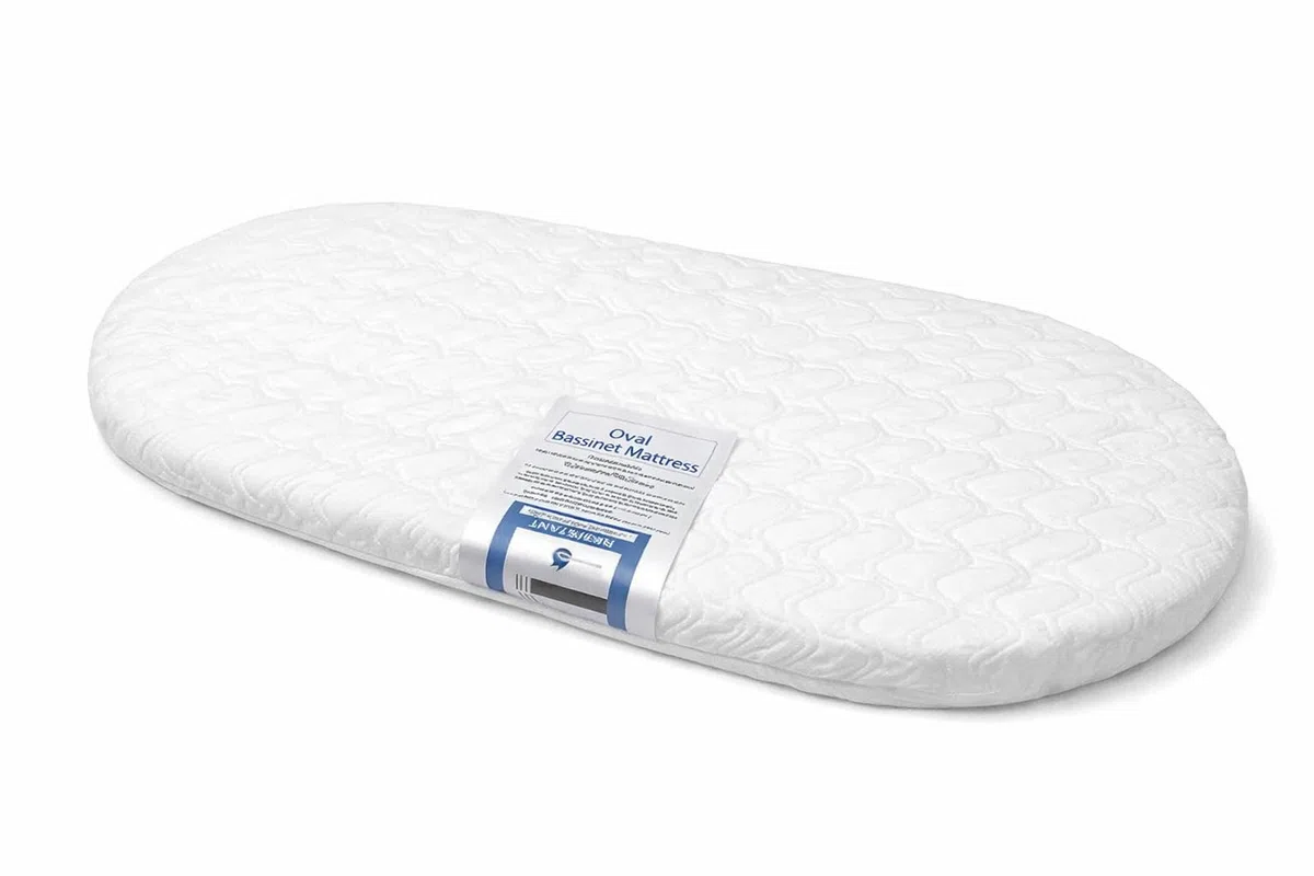 Matratze, Mikrofaser, hypoallergen, 74 x 30 x 4 cm, oval, Babyprodukt