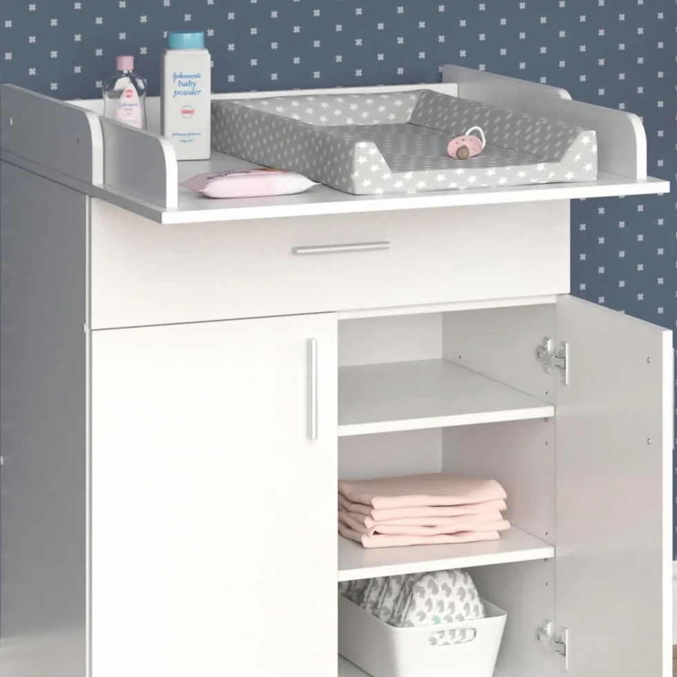 Vicco Wickelkommode Lena, Weiß, 75.2 x 101.5 cm, umbaubar zur normalen Kommode nach der Wickelzeit