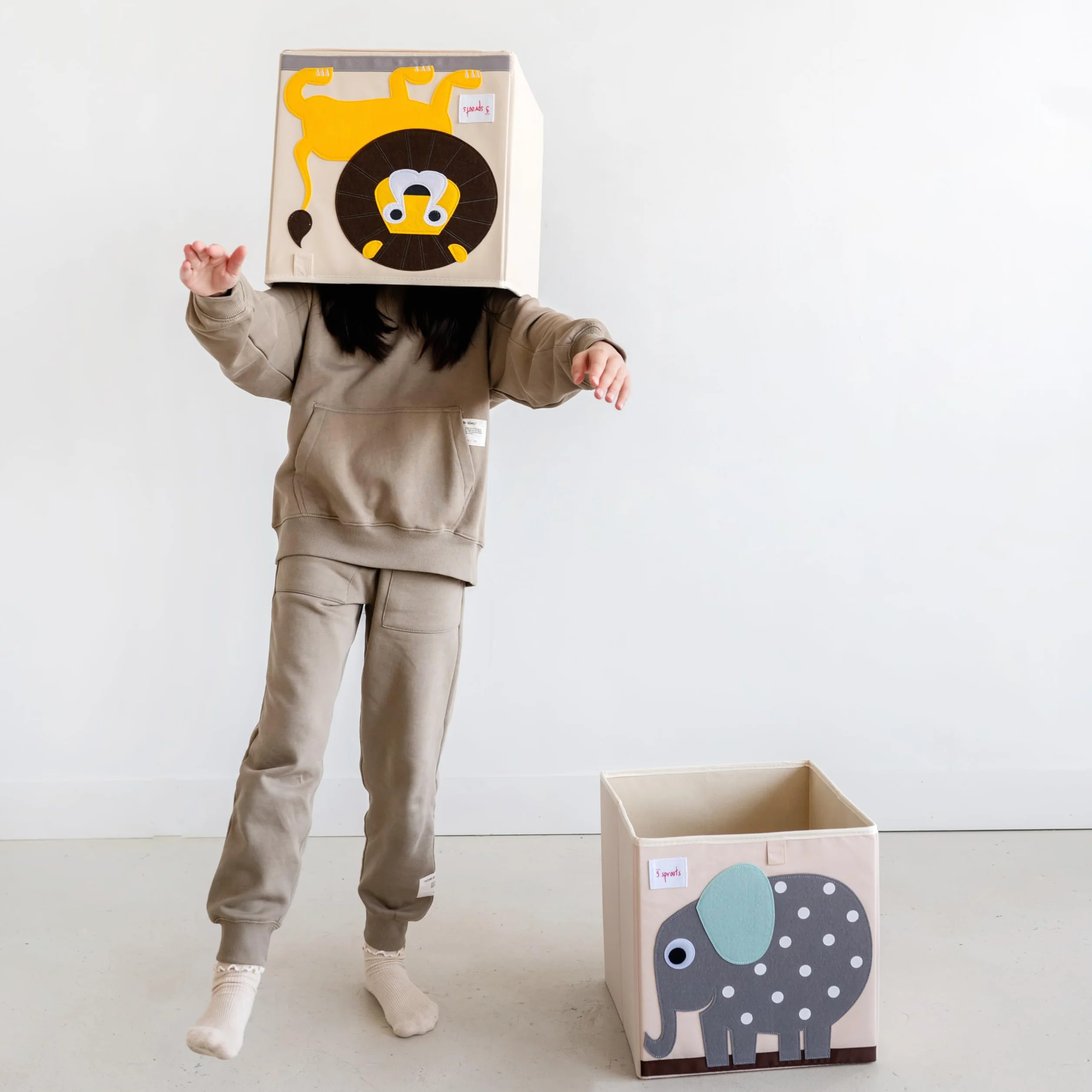 3 Sprouts, Aufbewahrungsbox Kinder mit Deckel, Spielzeugbox für Kallax Regale, Box zur Spielzeugaufbewahrung, Kinder Aufbewahrungsbox Kinderzimmer, Aufbewahrungsboxen für Spielzeug - Löwe
