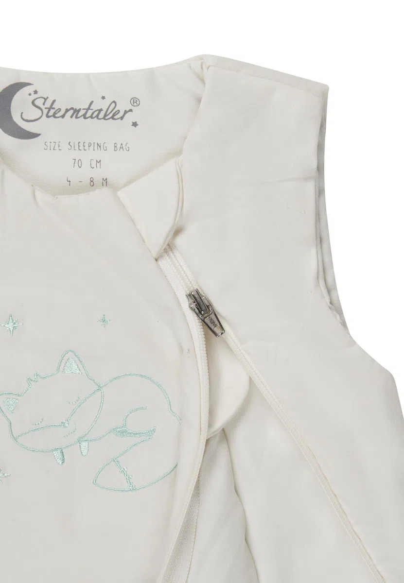 Sterntaler Schlafsack 100cm Fuchs Filou - aus Polycotton mit Hydrocool-Futter - wattiert - Zwei-Wege-Reißverschluss & Kabelöffnung - 1,50 TOG - Unisex Baby & Kleinkind, lichtgrau