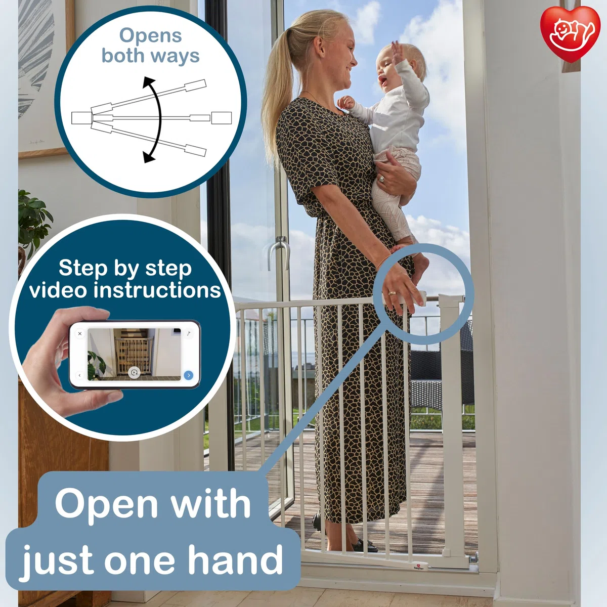 BabyDan Swing Shut, Ohne bohren Treppenschutzgitter, 77,3-103,6 cm, Babygitter/Sicherheitsgitter, Weiß, Hergestellt in Dänemark - (Haustiergitter/Hundegitter)