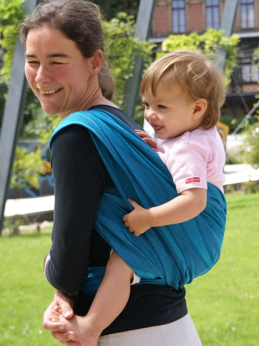 Didymos 447006 Babytragetuch, Modell Wellen acqua, Größe 6