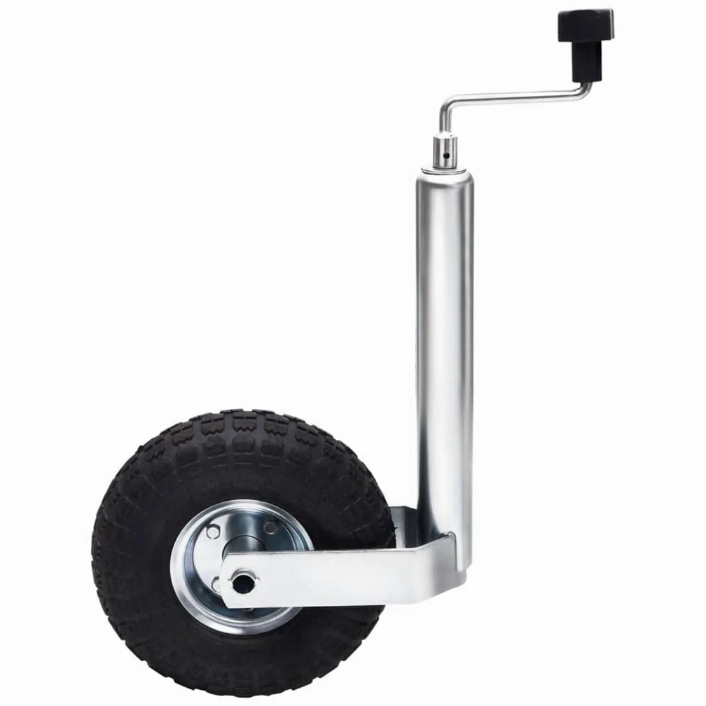 Stützrad für Anhänger 48 mm mit Klemme aus verzinktem Stahl, höhenverstellbar von 59 bis 82 cm, aufblasbares Gummirad für einfaches Verschieben, inklusive Montageanleitung