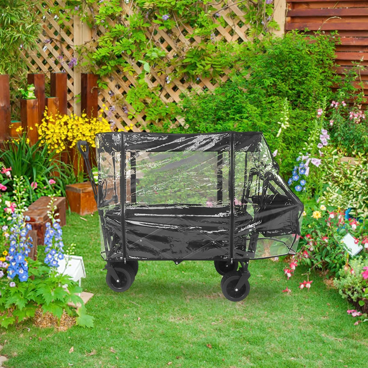Transparenter Regenschutz für Wagen aus PVC Faltbare Schutzhülle Widerstandsfähig gegen Schmutz für Outdoor Picknicks und Camping