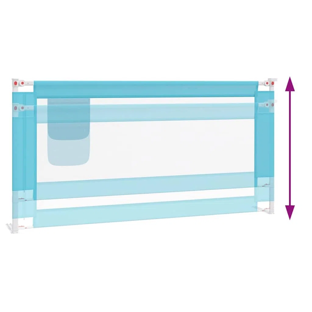 Kleinkind-Bettschutzgitter Blau 180x25 cm Stoff mit Verstellbarer Höhe 70-95 cm, Rausfallschutz und Absturzsicherung für Kinderbett, Bettbarriere für Babysicherheit im Schlafzimmer