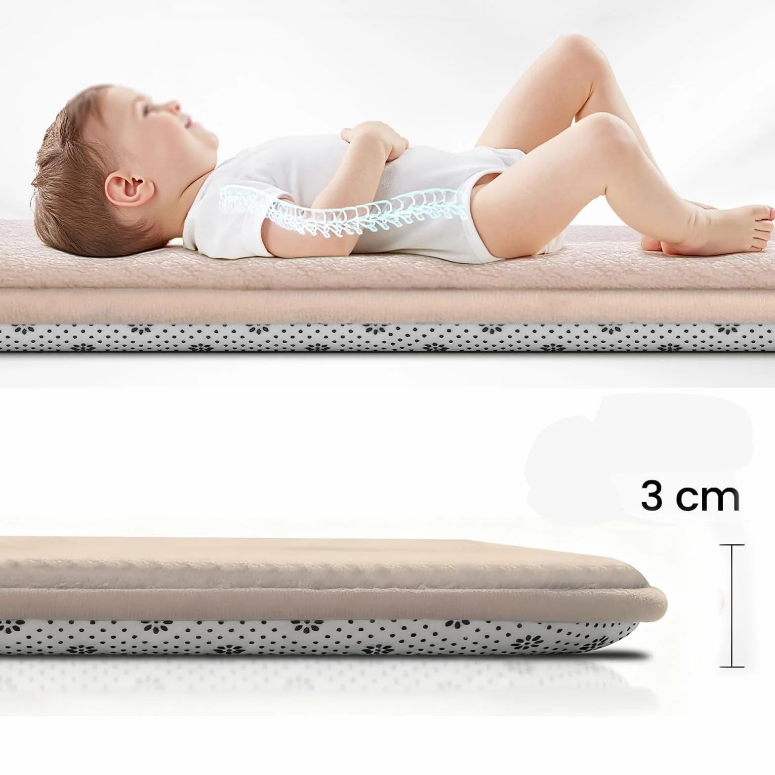 3cm Spielmatte für Babys und Kinder, Faltbare Krabbeldecke, Krabbelmatte Baby Groß wasserdichte Krabbelmatte aus Schaumstoff, Kindermatte zum Lernen 100 x 180 cm Rosenrot