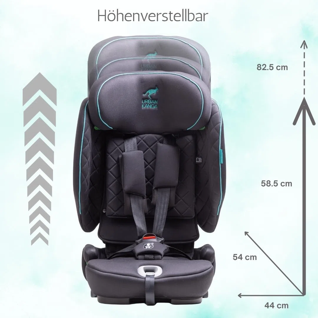 Urban Kanga Wallaroo Grow Faltbarer Kindersitz 76–150 cm R129 | R129 Kindersitz 76–150 cm – faltbar, ISOFIX, Top Tether, inkl. Tragetasche