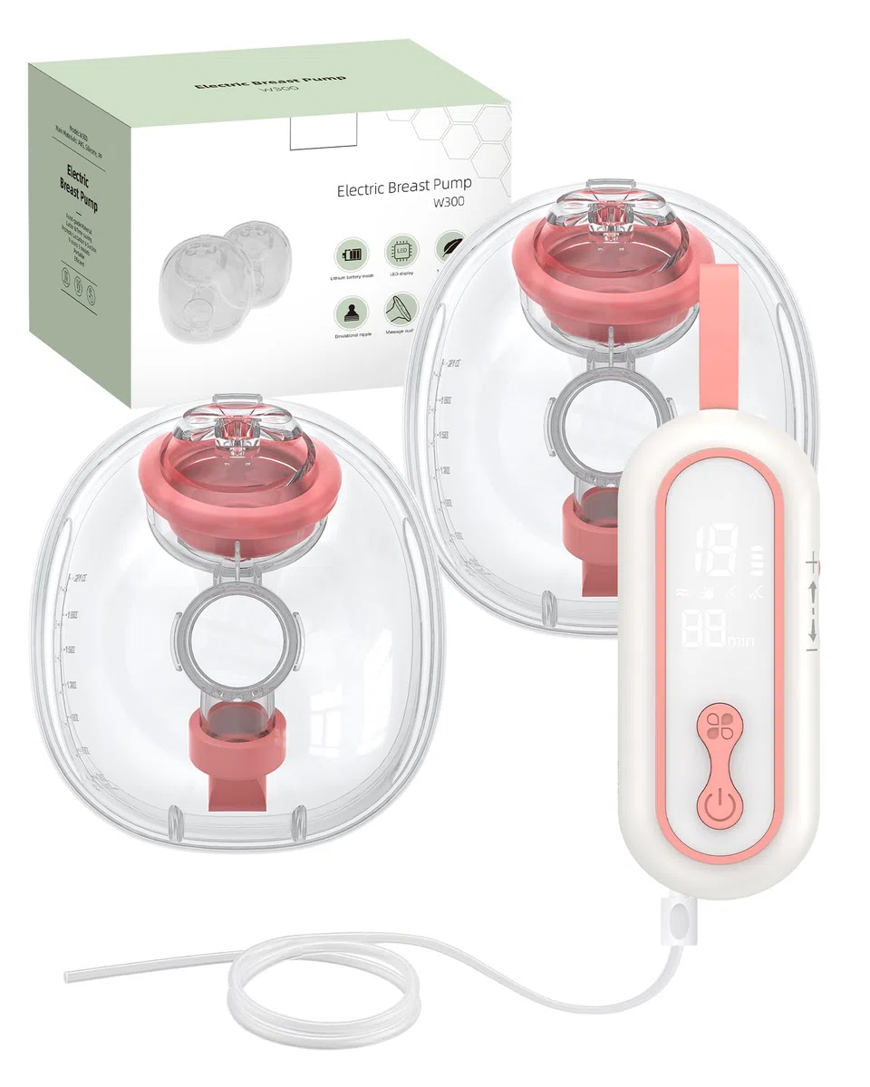 eSynic Tragbare Milchpumpe Elektrische Handsfree Brustpumpe mit Akku und leiser Funktion Doppelseitige Breast Pump mit 4 Modi und 15 Stufen Einfach zu Reinigen 210ml Kapazität Abpumpen für Mütter Rosa