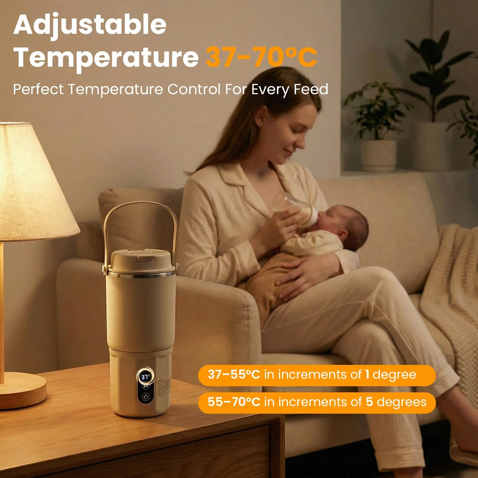 BEE&FLOWER Flaschenwärmer Baby Unterwegs 400ml Tragbarer Babyflaschenwärmer | 2-in1, 316 Edelstahl, 24h Konstante Temperatur, LED Touchscreen, 10400mAh Akku, BPA-frei, Ideal für Reisen