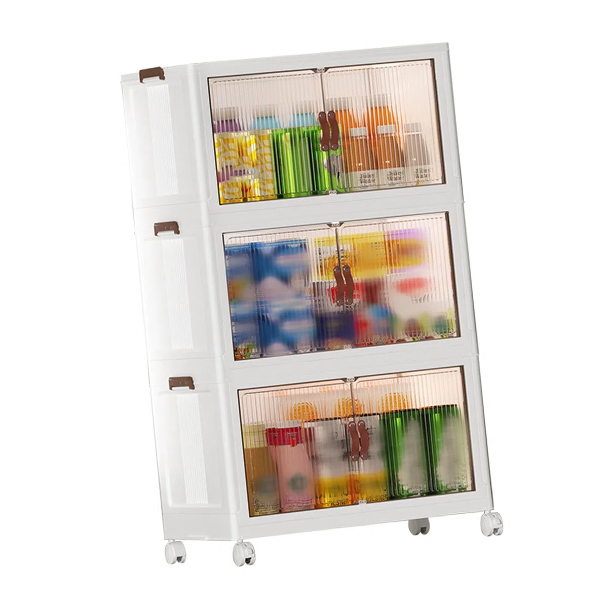Multifunktionaler Zusammenklappbarer Aufbewahrungsschrank für, Snack-Organizer für Schlafzimmer, Kunststoff-Baby-Garderobe (3 Schichten)
