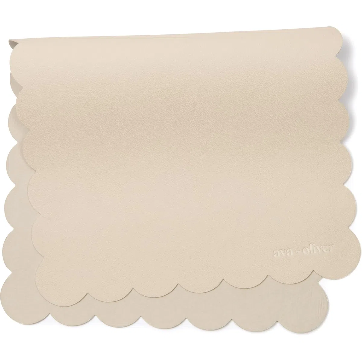 AVA + OLIVER Wickelauflage aus veganem Leder – tragbare, abwischbare Mehrzweck-Windelunterlage – faltbar für die Reise (16 x 30 Zoll) (Creme Jakobsmuschel) | Abwischbare Wickelunterlage aus veganem Leder, kompakt zusammenklappbar für Reisen, tragbar, Mehr