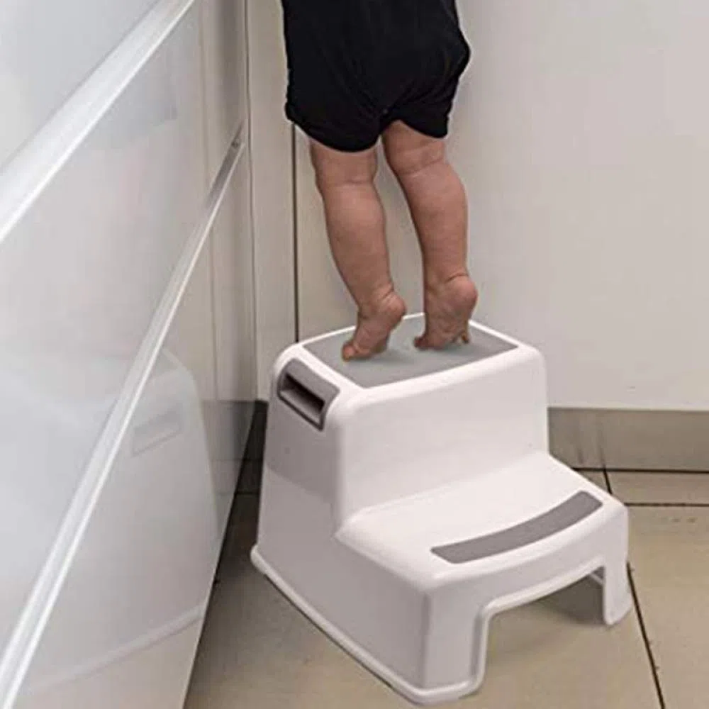 Breiter + 2-Stufen-Hocker, für Kinder-Kleinkind-Hocker, für das Toiletten-Töpfchen-Training, rutschfest, weicher Griff, sicher als Badezimmer-Töpfchen-Hocker a/A/wie abgebildet
