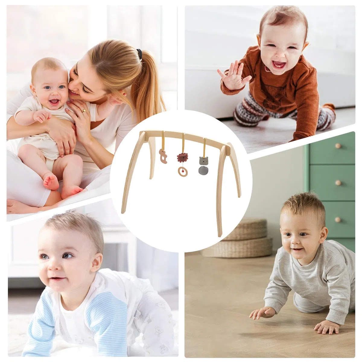 Boden-Aktivitätsbogen Holz, faltbar, Lernrassel | Natürliche Stimulation Baby-Spielbogen Für Kinder Mädchen Täglich Kinderzimmer Wohnzimmer Draußen Zuhause