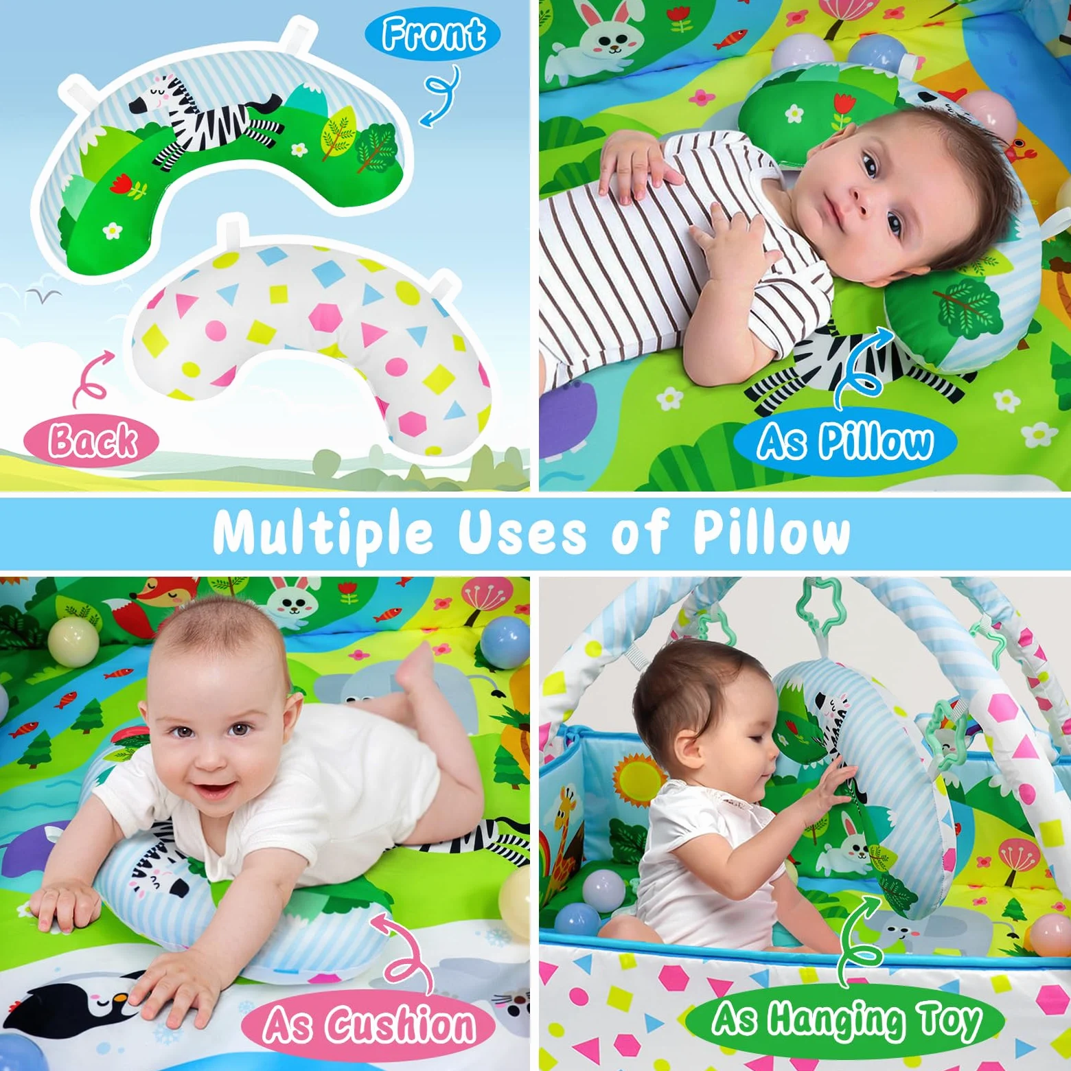 Dr.Rapeti Spieldecke mit Spielbogen, Spieldecke, Spieldecke mit Bällebad, Krabbeldecke mit Spielbogen, Padded Mat for Newborns, Mit abnehmbarem Spiegel, Stoffbuch, Spielzeug und Ball for 0+