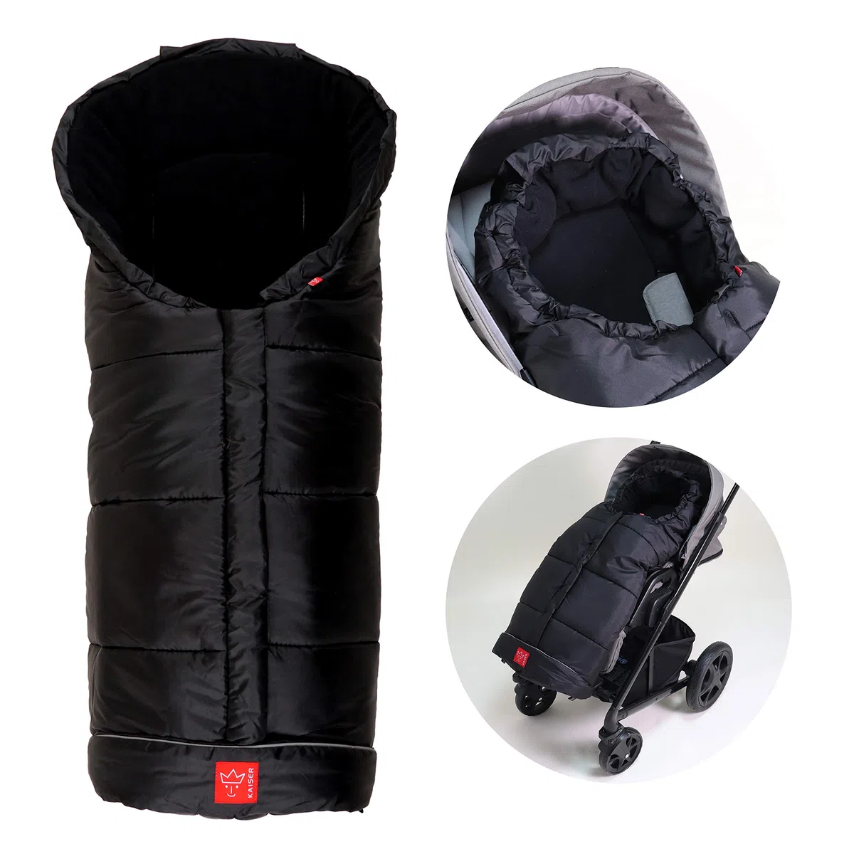 Kaiser Naturfelle Fußsack Iglu Thermo Fleece schwarz
