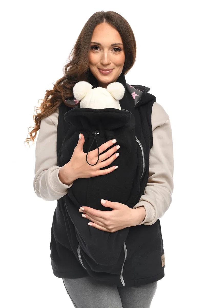 MijaCulture 3in1 ärmellos Trageweste Umstandspullover/für Tragetuch für Babytrage 4131 (Schwarz, S)