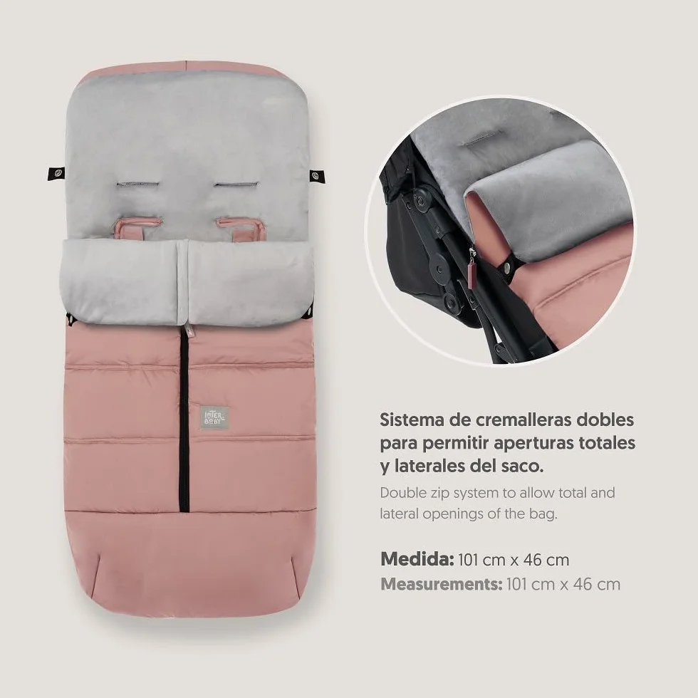 Interbaby Universal Fußsack Kinderwagen Winter | Weiche, Warme, Wintersack Kinderwagen | Abnehmbare fußsack, Doppelte Öffnung, Leicht zu Waschen, Antiallergene Materialien, Rosa
