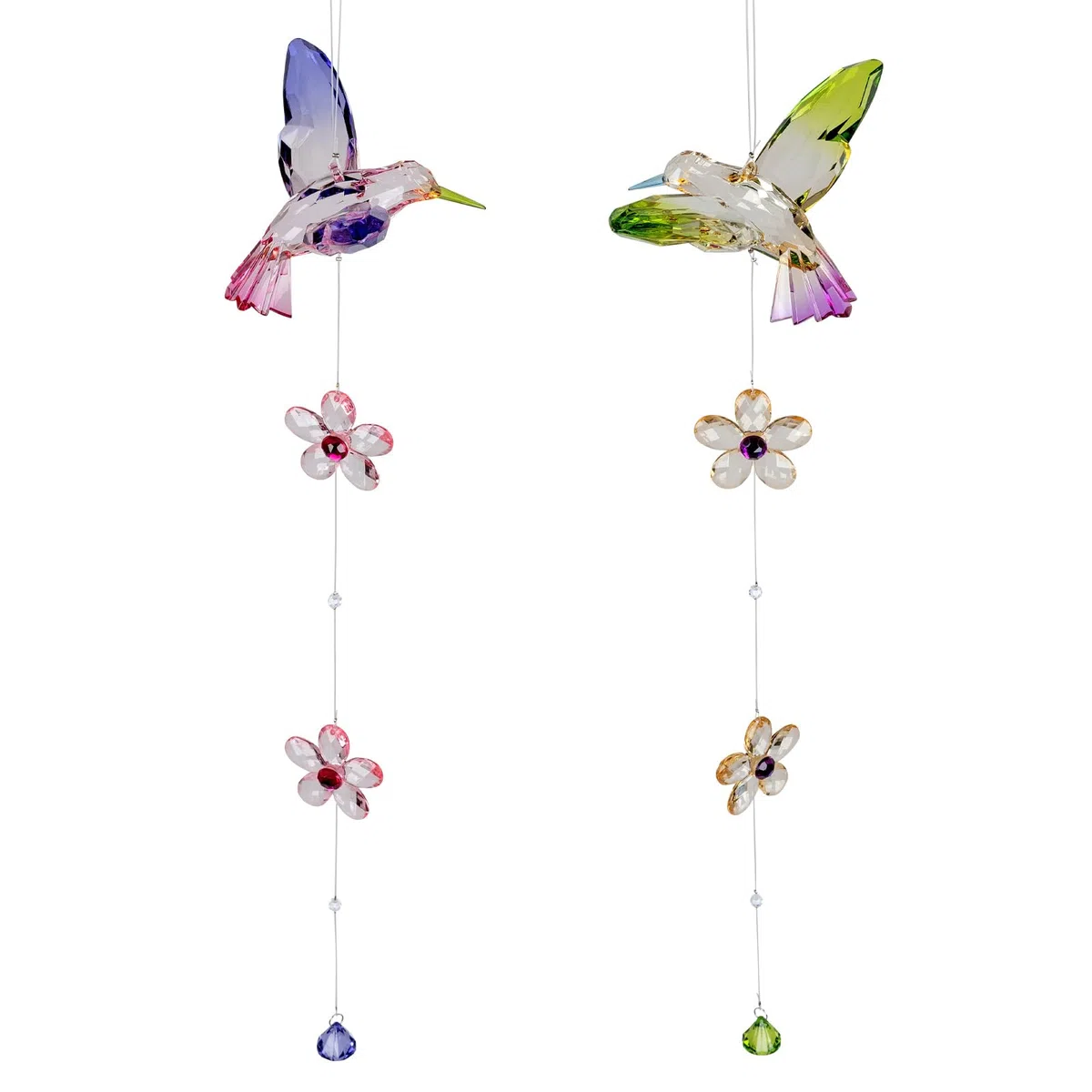 formano 2er Set Girlande Kolibri mit Blumen 18 x 50 cm - Fensterdeko Hänger bunt Hängedekoration hängend aus multifarbenem Acryl gefertigt Tiermotiv Geschenk Einzug