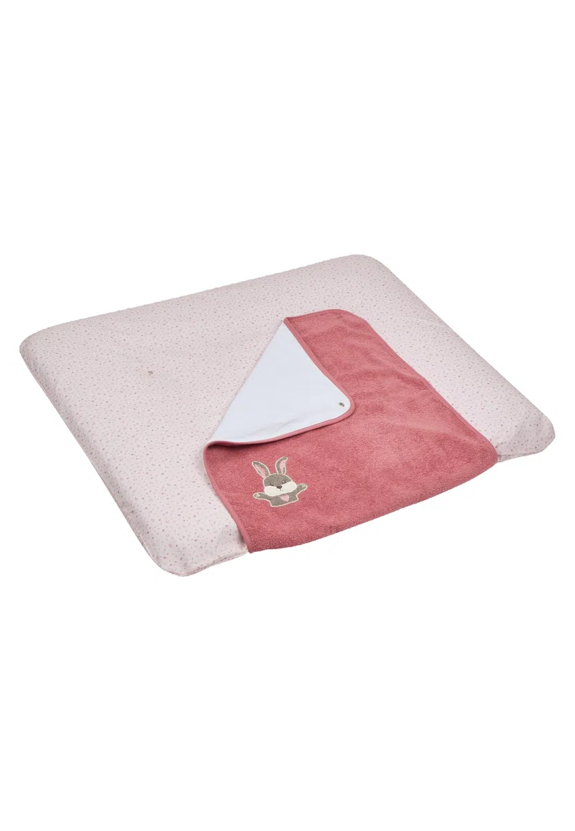 Sterntaler Wickelauflagenbezug Hase Hanni 80x90cm - saugfähige Baumwolle mit abtrennbarem, wasserundurchlässigem Frottee-Mittelteil - niedliche Applikation - Baby Zubehör für Wickeltisch, perlrosa