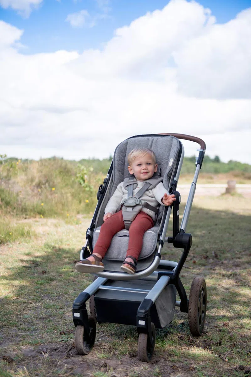 Koeka Sitzauflage Buggy - Universal - Buggy Einlage Sommer - Kinderwagen Sitzeinlage - Atmungsaktiv - Dijon - Frottee Aus Bio-baumwolle - Grau - Einheitsgroße