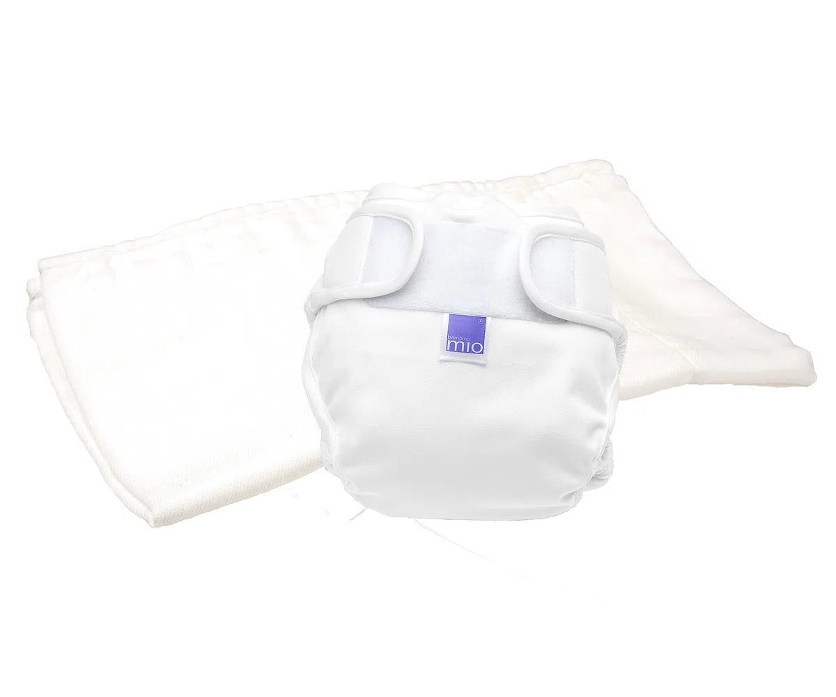 Bambino Mio, Mioduo All-in-Two Stoffwindel, bio chemikalienfreie Windel, Weiss, Size 1 (<9Kgs)