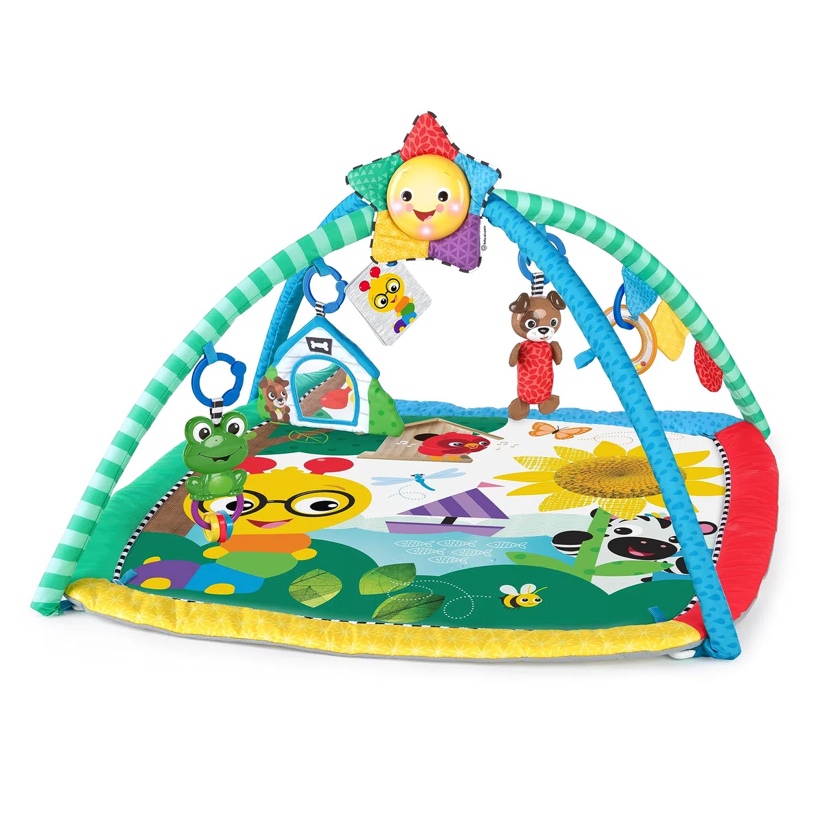 Baby Einstein, Caterpillar & Friends Spieldecke mit Spielbogen, abnehmbaren Spielzeugen, Lichteffekten sowie Melodien, maschinenwaschbar