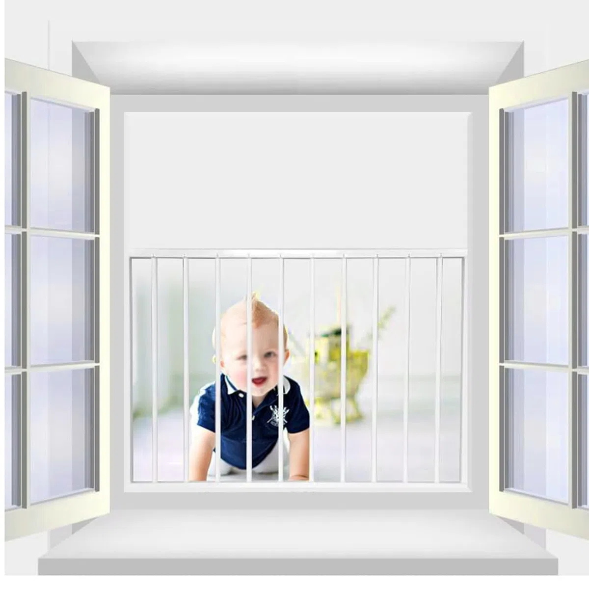 Fenstergitter Sicherheitsgitter Gitter (60x100cm) | Gitter Nicht zum Öffnen, Sicherheitsgitter Gitter for Tür Treppengitter Fenster, Kein Bohren, Sicherungsstange for Fenster