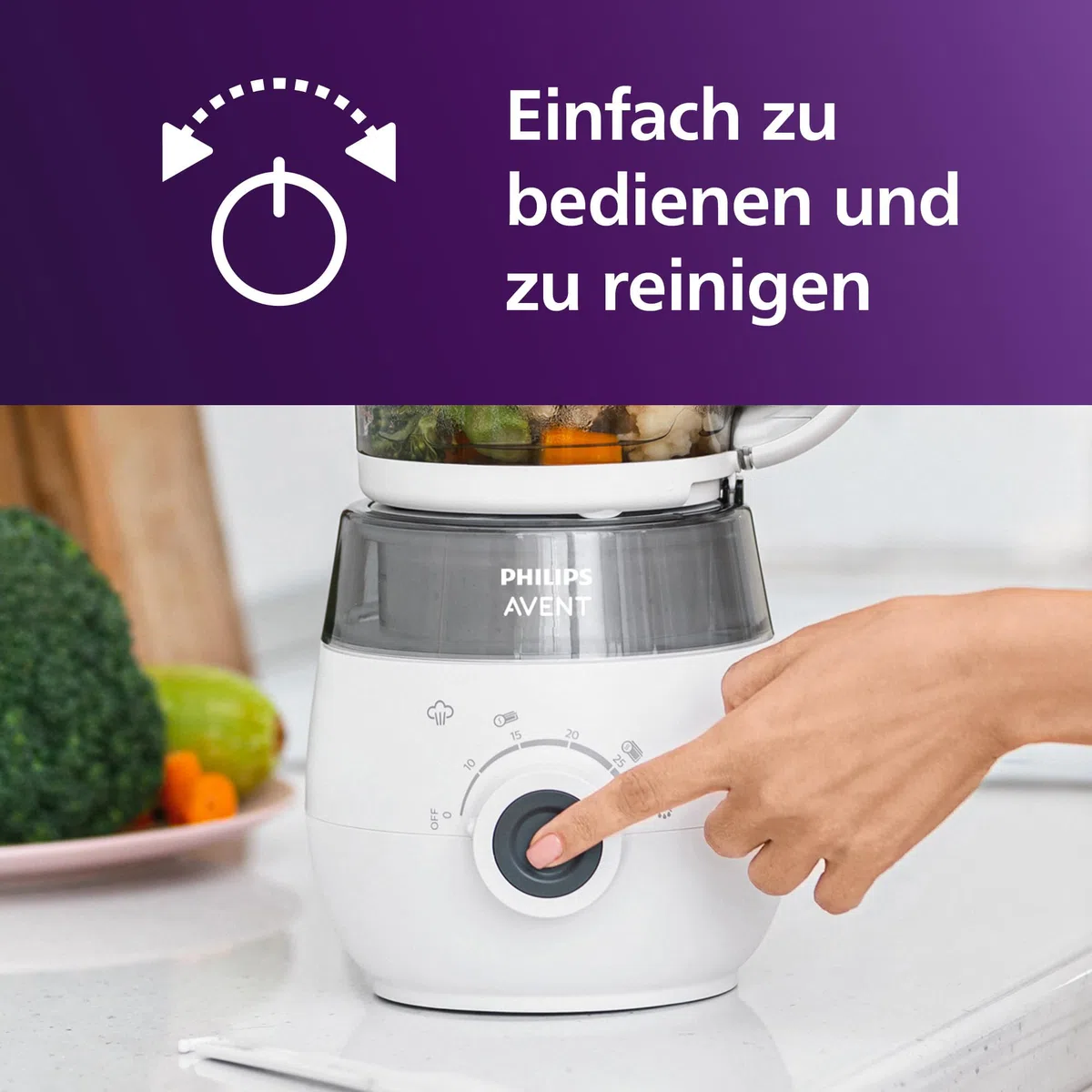 Philips Avent 4-in-1-Babynahrungszubereiter Dampfgarer Mixer SCF883/20
