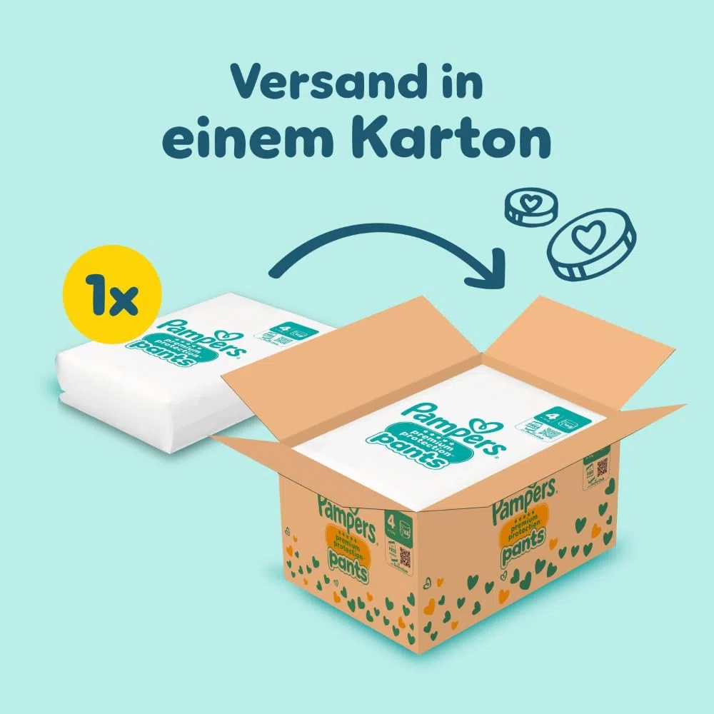 Pampers Premium Protection Pants Gr.4 Maxi 9-15kg Monatsbox - 168 Stück