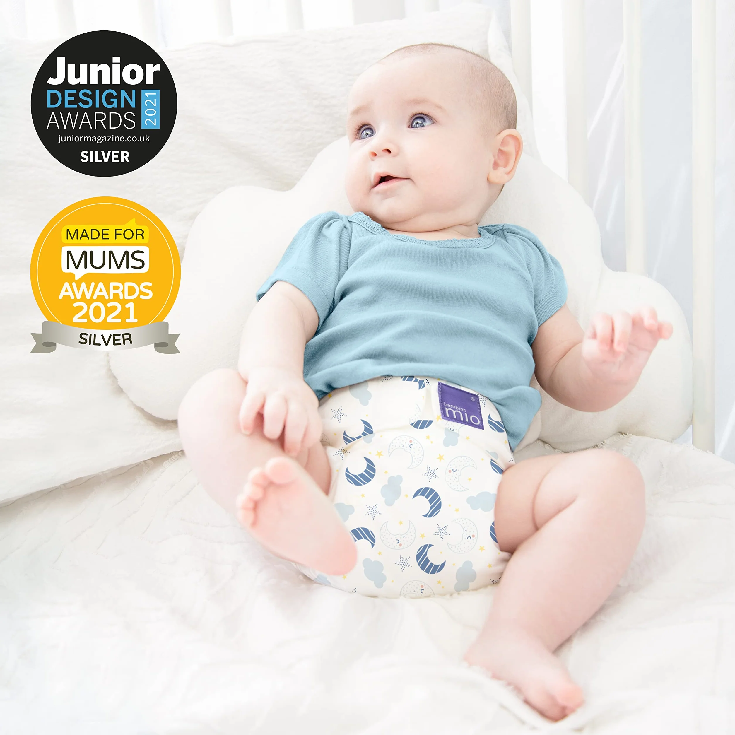 Bambino Mio, Mioduo All-in-Two Stoffwindel, bio chemikalienfreie Windel, Weiss, Size 1 (<9Kgs)