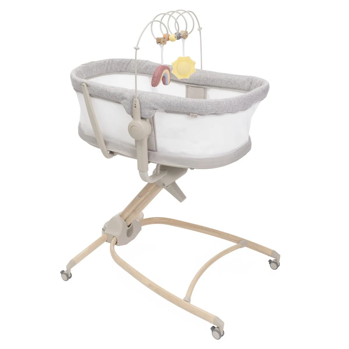 Chicco Baby Hug 4in1 Armonia, Wiege, Wippe, Hochstuhl und Tischstuhl 0-36 Monate, höhenverstellbar mit Pedal, Spielbügel und Netzstoff für Luftzirkulation, platzsparende Lösung