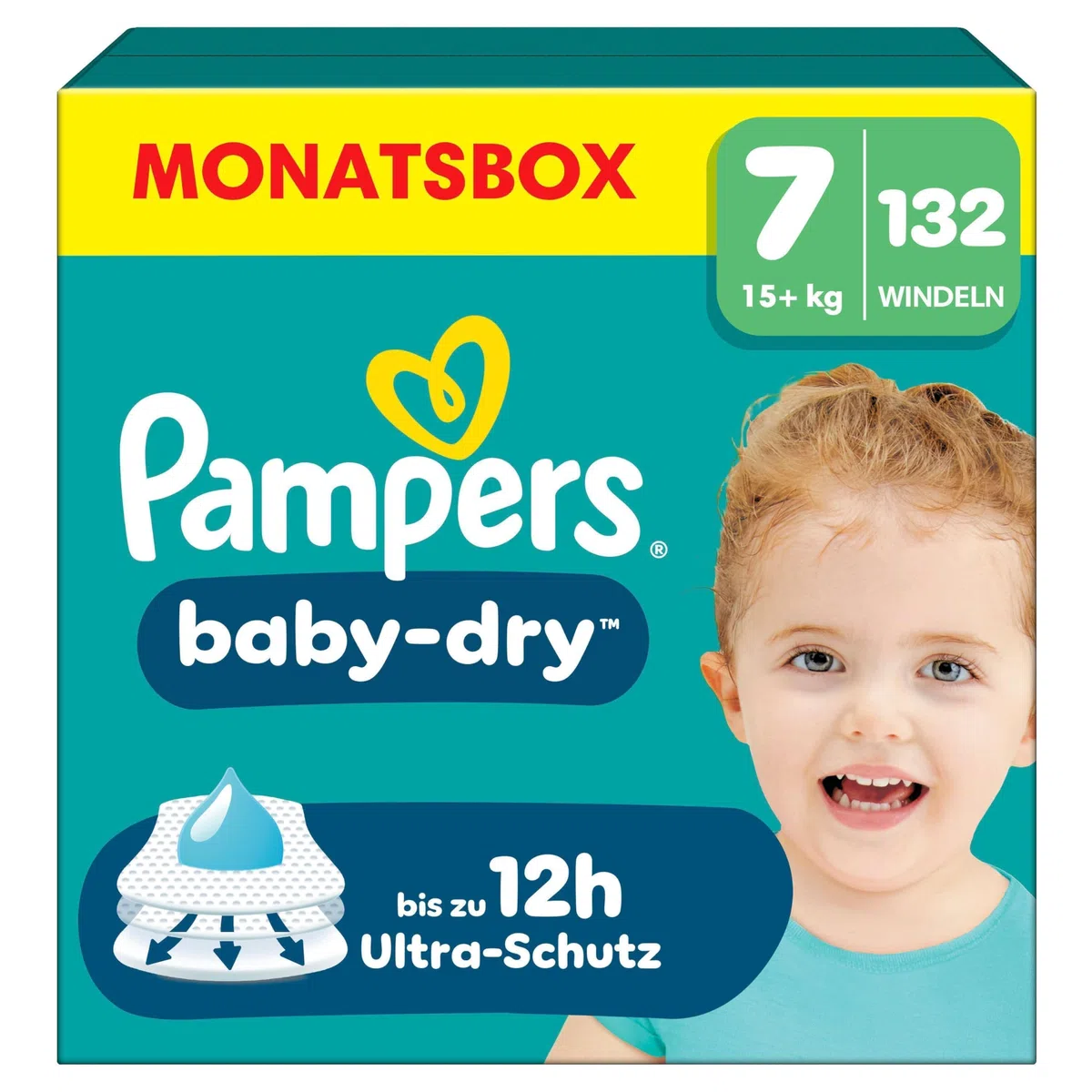 Pampers Baby-Dry Größe 7 132 Windeln 15kg+ Auslaufschutz Komfort