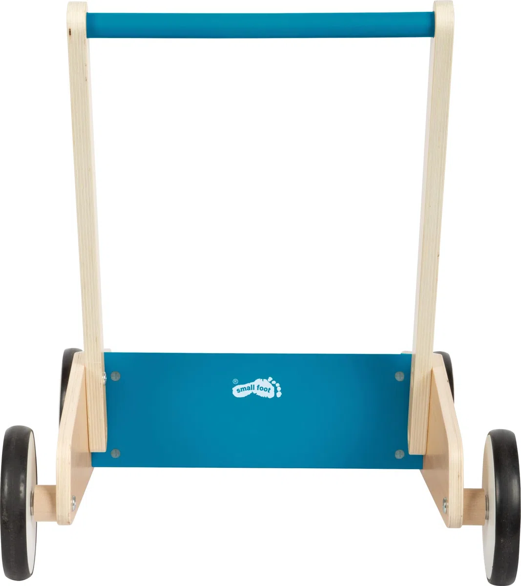 small Foot Lauflernwagen Petrolblau, robuster Schiebewagen aus Holz, mit großer Ladefläche, ab 12 Monaten, 12611