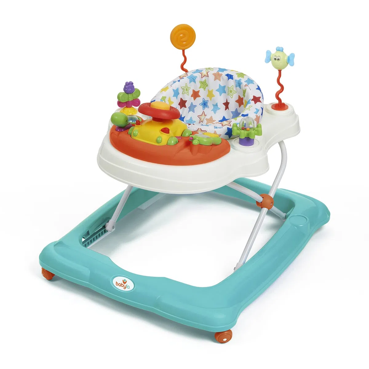 Babylo Twist About Baby Walker mit Aktivitäten und elektronischen Spielen, höhenverstellbar und 120 Grad gepolsterter Drehsitz