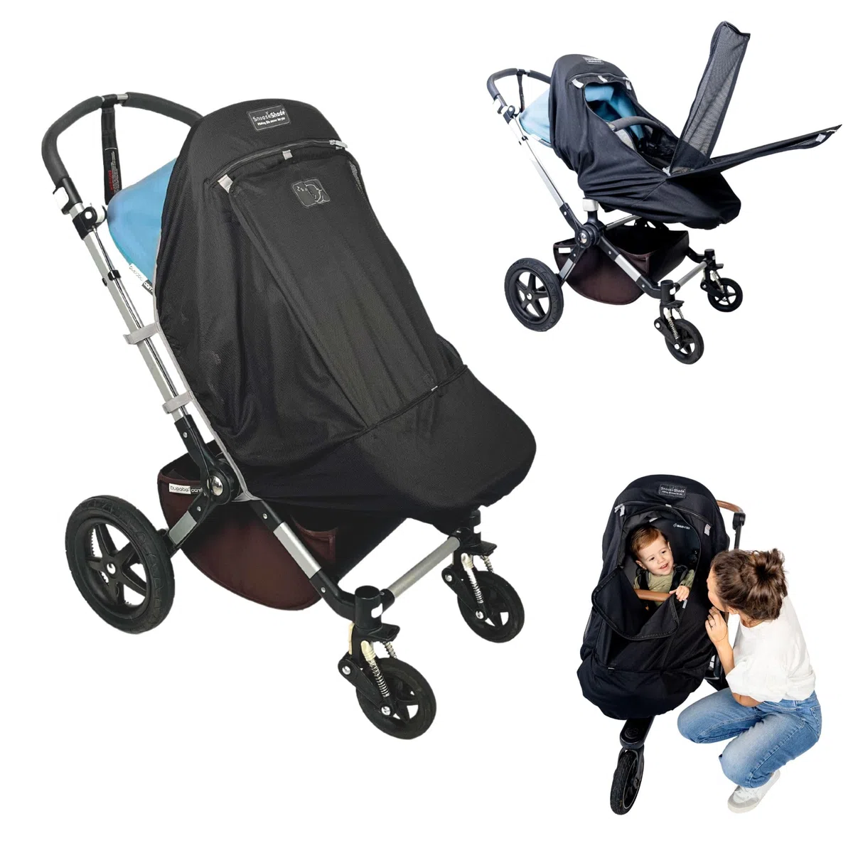 „SnoozeShade Plus Extra (6–9 Monate bis 3 Jahre) Universal-Passform für Baby- und Kleinkind-Buggys und Kinderwagen, Sonnenschutz und Einschlafhilfe für Kinderwagen | Blockiert sicher bis zu 99% der