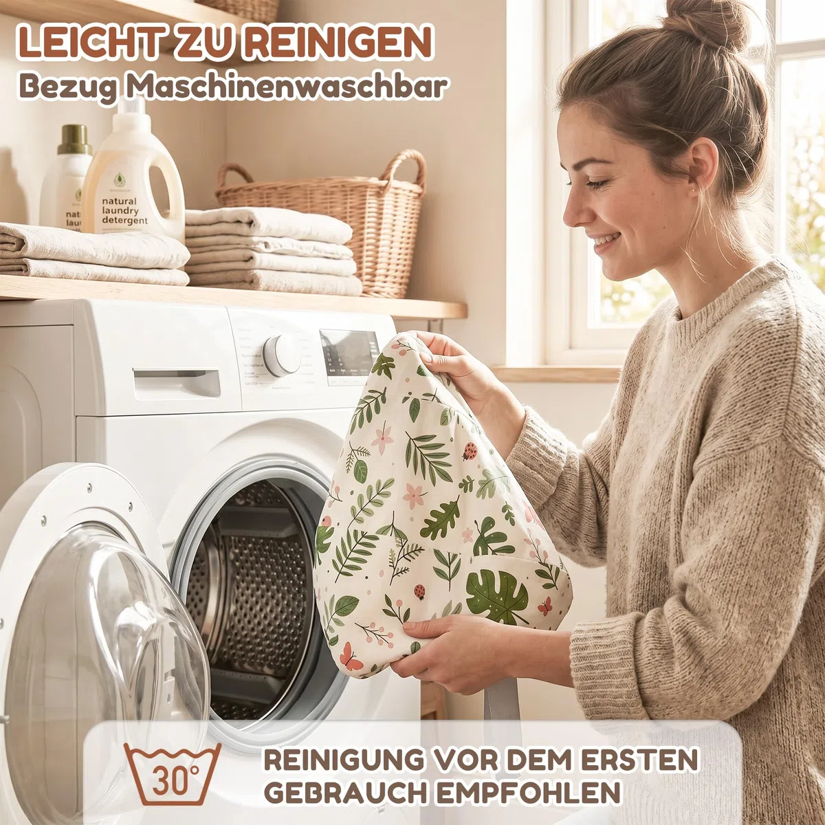 Ergonomisches Stillkissen mit erhöhtem Schutzrand, Stillkissen mit abnehmbarem und waschbarem Bezug, Verstellbarer Hüftgurt, Für Verschiedene Körpergrößen und -Formen, Dunkelgrün