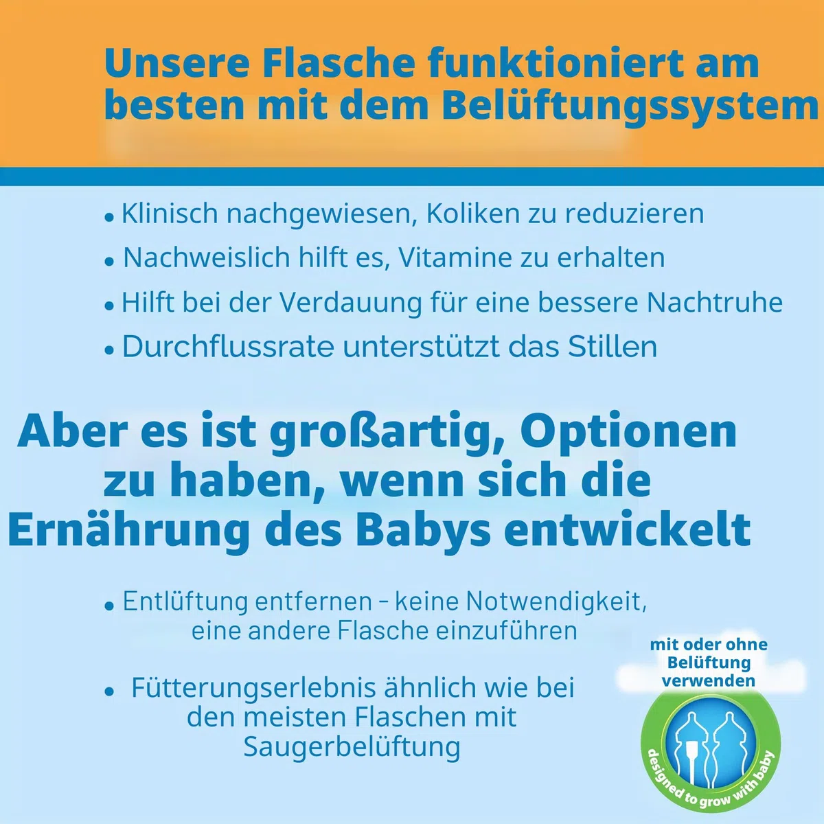 Dr. Brown's Natural Flow Anti-Colic Options+ Weithals-Babyflasche aus Glas, 9 oz/270 ml, mit langsamem Sauger der Stufe 1, 2er-Pack (Verpackung kann variieren)