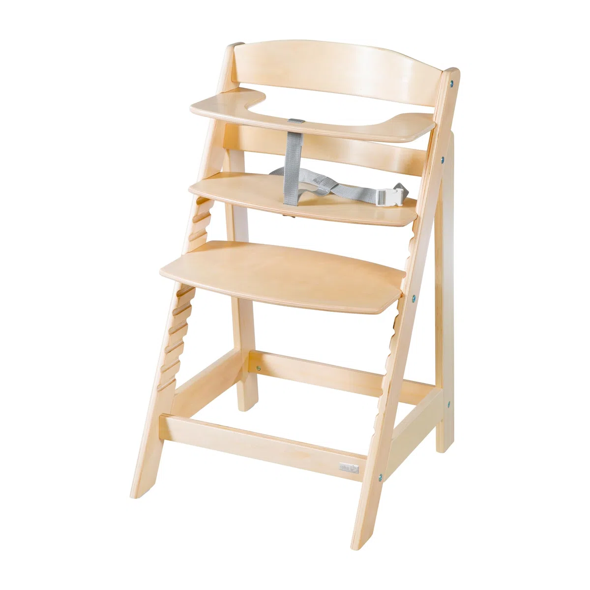 roba Babyhochstuhl Sit Up Flex - Mitwachsender Hochstuhl aus Holz - Verstellbarer Kinderhochstuhl mit Schrittgurt - ab 6 Monaten bis 70 kg - Natur