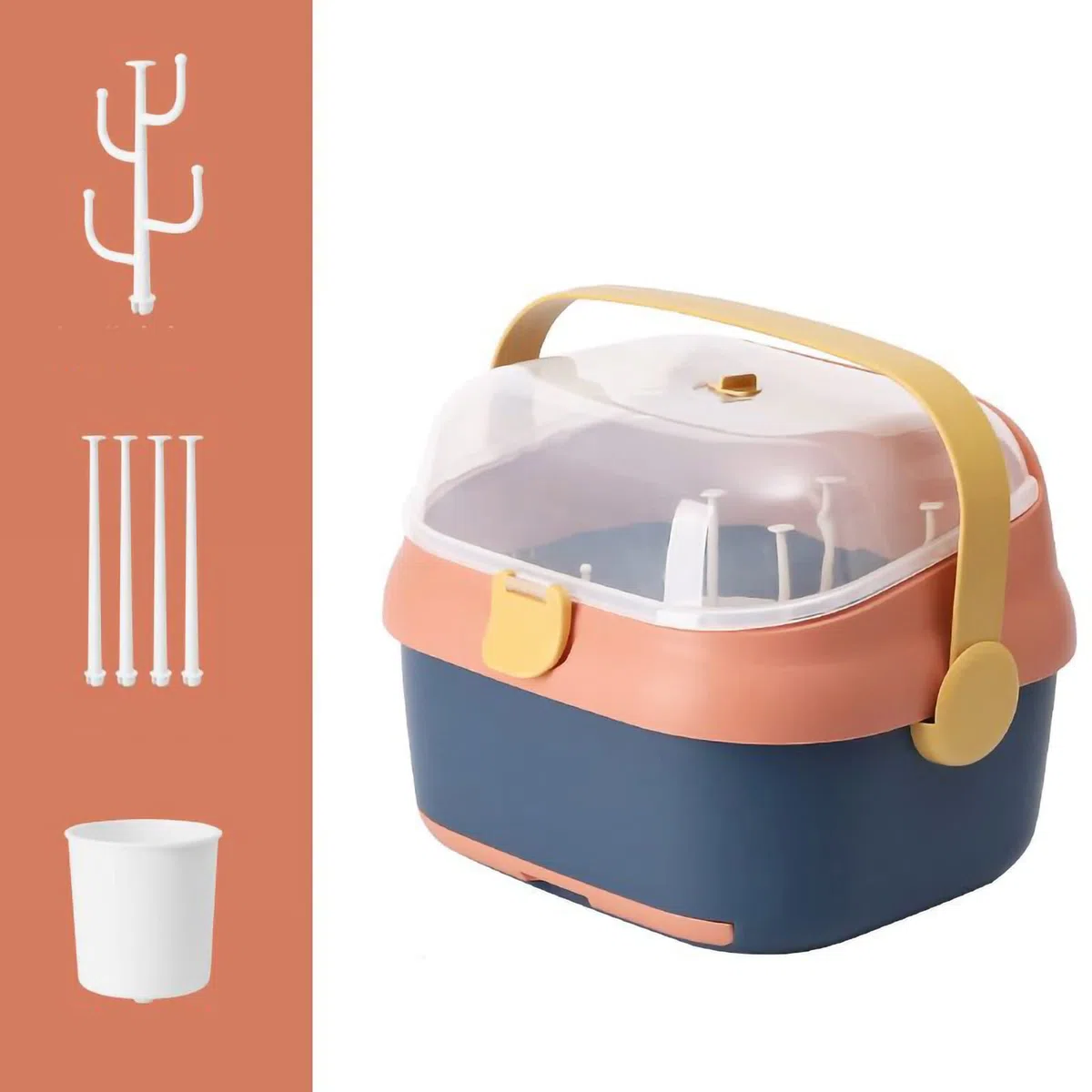 Babyflaschenhalter,Trockenständer Babyflaschen et Aufbewahrungsbox für Kleinkinder, mit Deckelabdeckung,Abtropfgestell für Babyflaschen,Tragbarer Babyflaschen Box Organizer
