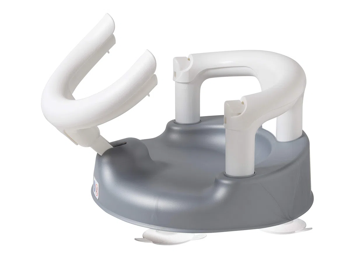 Rotho Babydesign Badewannensitz Babybadesitz grau | ab 7 Monaten Rutschfester Badesitz mit hohem Sitzkomfort und Kindersicherung - Sitzhilfe- Badehilfe