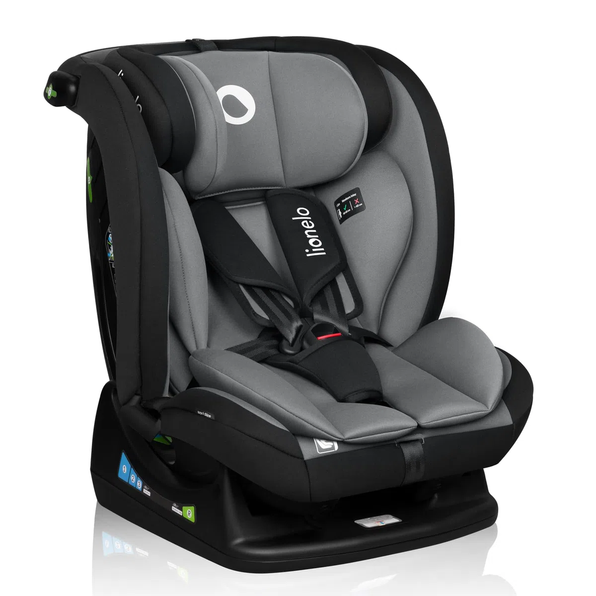 LIONELO IZZY I-SIZE Kindersitz für Kleinkinder 40-150 cm, vielseitig | montierbar, vorwärts- und rückwärtsgerichtet, verstärkte Kopfstütze, 13-stufig verstellbare Kopfstütze, verstellbare Rückenle