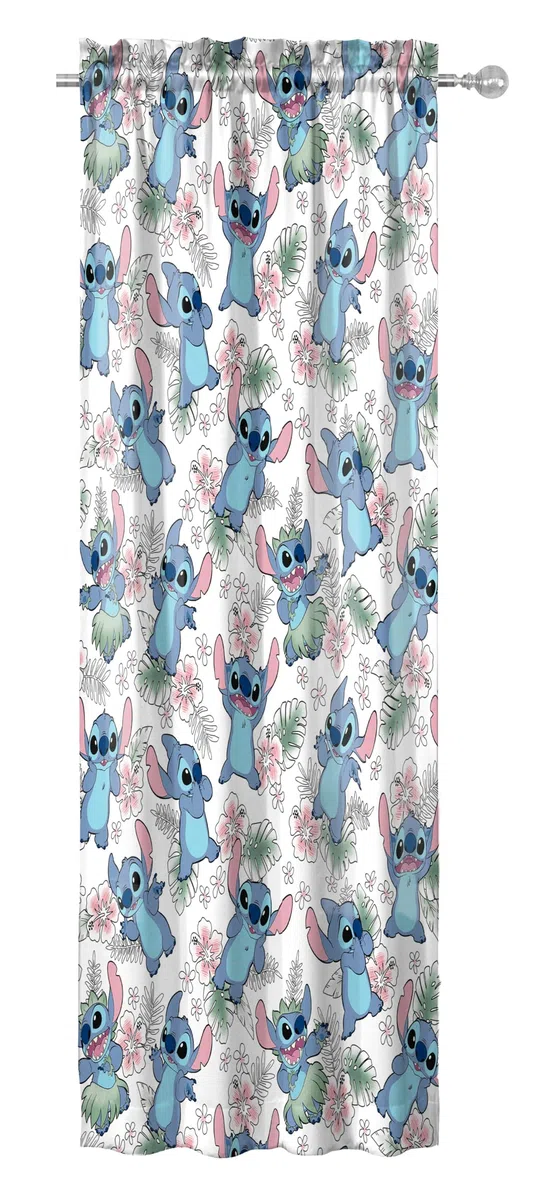 Jay Franco Fenstervorhänge für Kinderzimmer, 4-teiliges Drapier-Set mit 2 Raffhaltern, mehrfarbig – Lilo & Stitch, 106,7 cm B x 160 cm L (2 Stück)