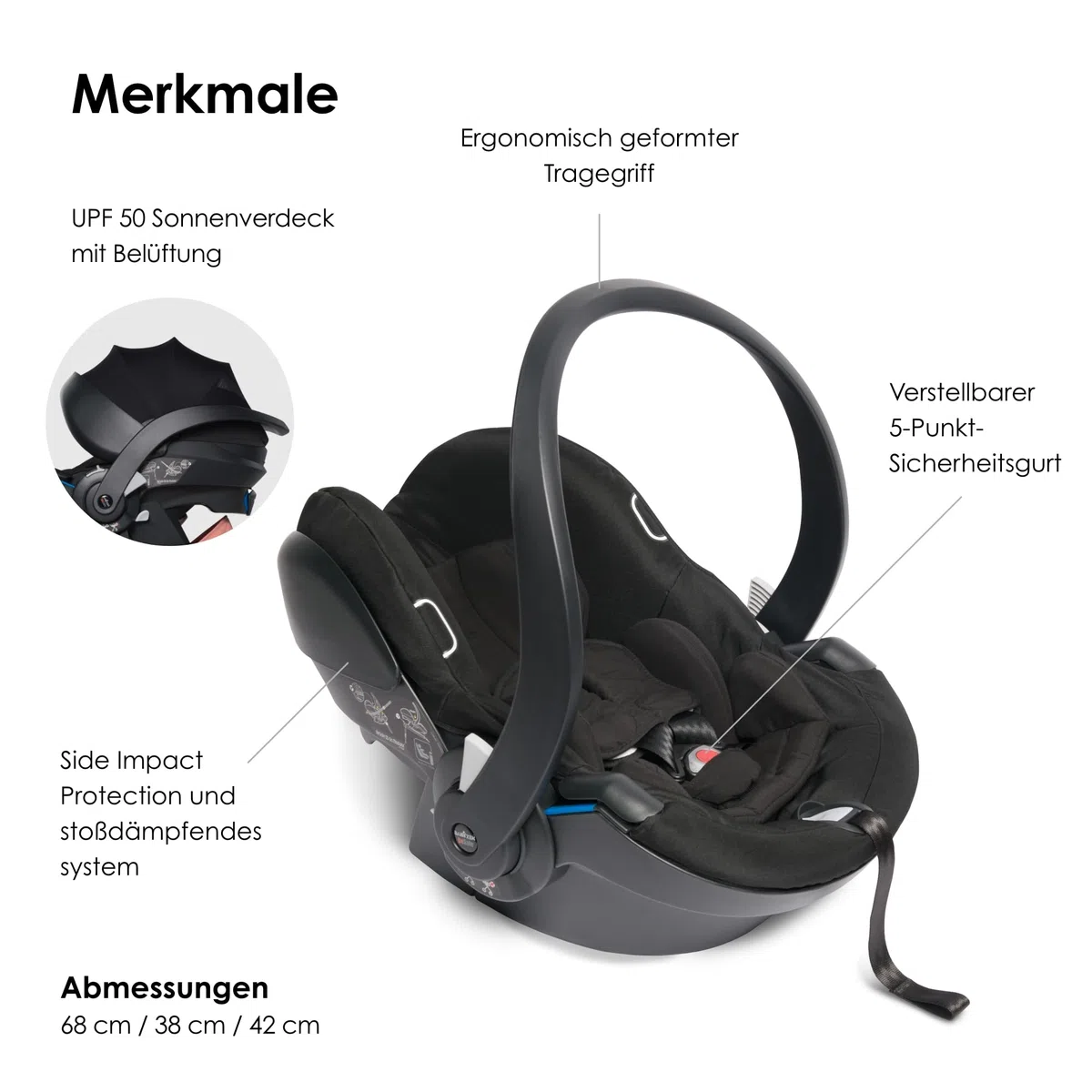 BABYZEN YOYO Autositz von BeSafe - Geeignet für Kinder von 0-12 Monaten - Ergonomischer Griff mit drei Tragepositionen - Inklusive Schutzhülle & zwei Adaptern für die M-Version