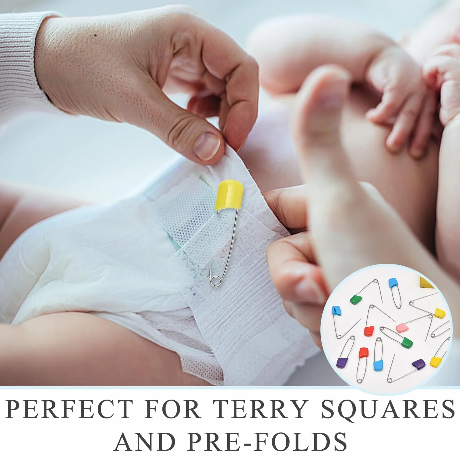 80 Stück Safety Pins, Bunte Windel Sicherheitsnadeln, 55 mm Windel Push-in Pins, Sicherheitssperre Edelstahl Kunststoff Kopf Sicherheitsnadeln, für Terry Quadrate, Flach und Prefold Windeln