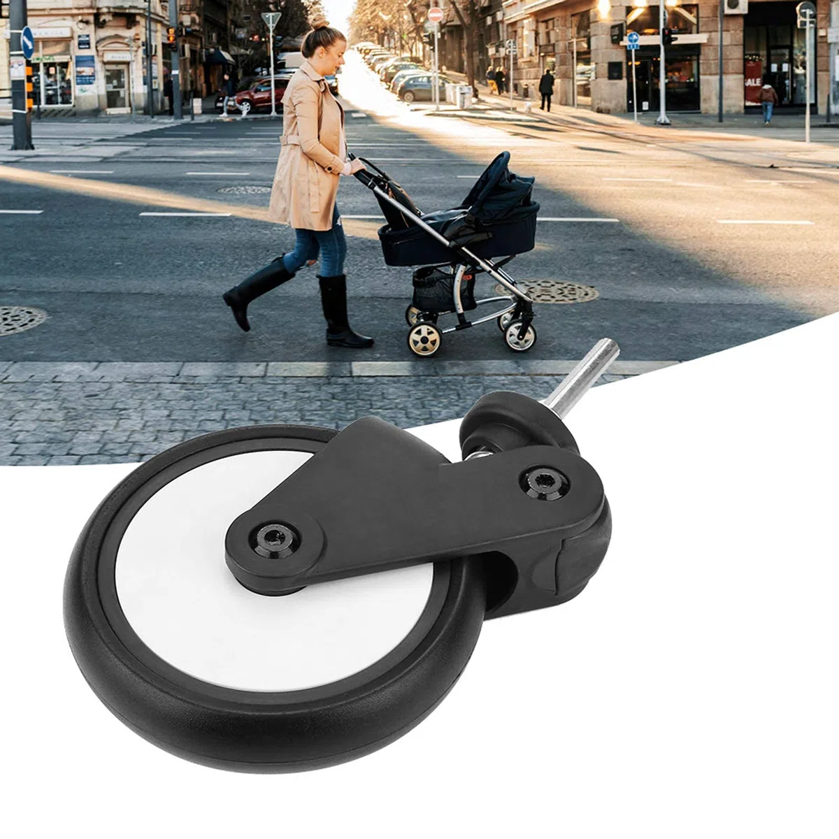 Voluxe Kinderwagenrad, Kinderwagenradzubehör 360-Grad-Drehung für Kiddopotamus für Yoya für Chbaby für Yoyo(A Pair of Front Wheels, 12)