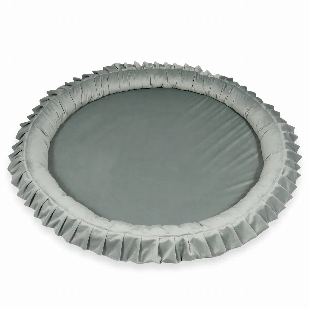 Mimii Baby Spielmatte 120 cm Rund velvet grau - Baby Spielnest aus Schaumstoff - Krabbelmatte mit Rand - Weiche Bodenmatte für Kinderzimmer - Sicher & Waschbar