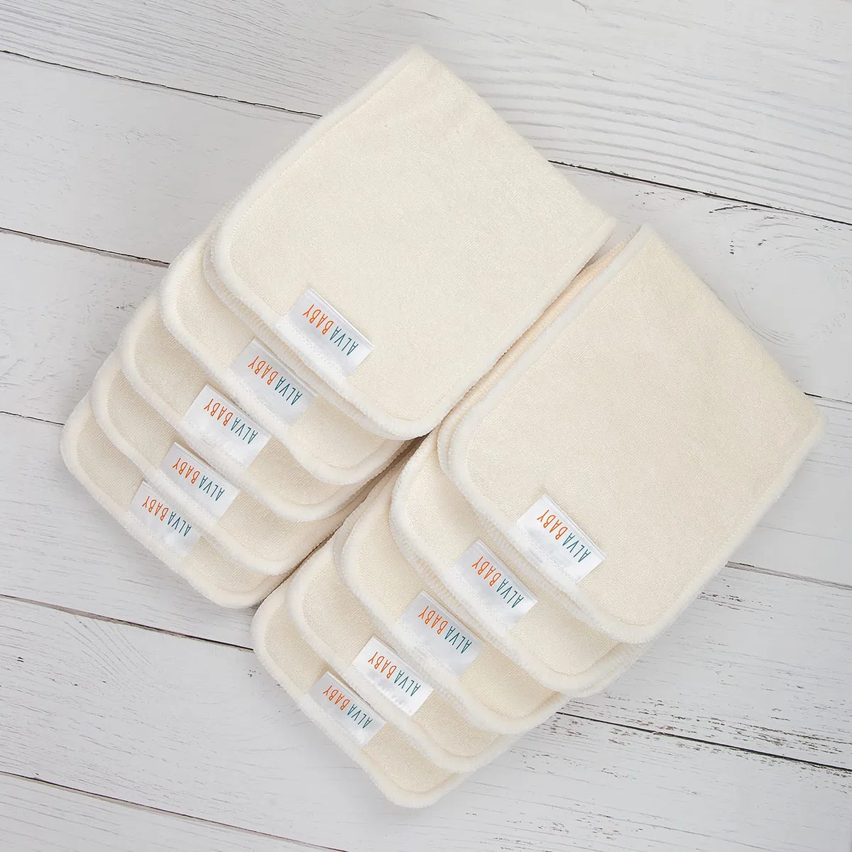 Alva Baby 4 Schichten Bambus Viskose Liner wiederverwendbare Einsätze für Stoffwindeln (12 Stück) 12MB -DE