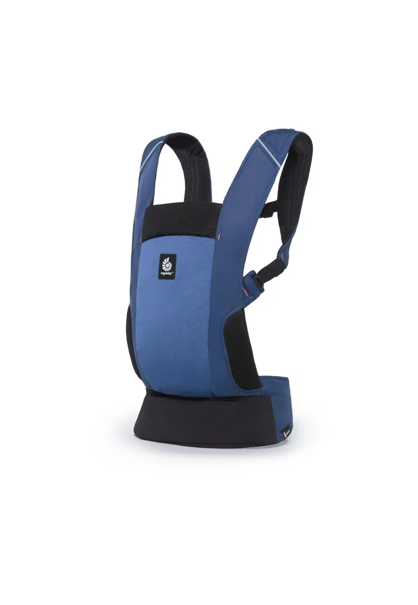 Ergobaby Away Babytrage, Reisetrage für Babys und Kleinkinder (5,4-15,9 kg), 2-Positionen Bauchtrage Rückentrage Baby Tragetasche, Midnight Blue